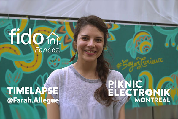 Vidéo promotionnelle timelapse de Farah Allegue pour Fido et Piknic Électronik au Parc Jean Drapeau Montréal